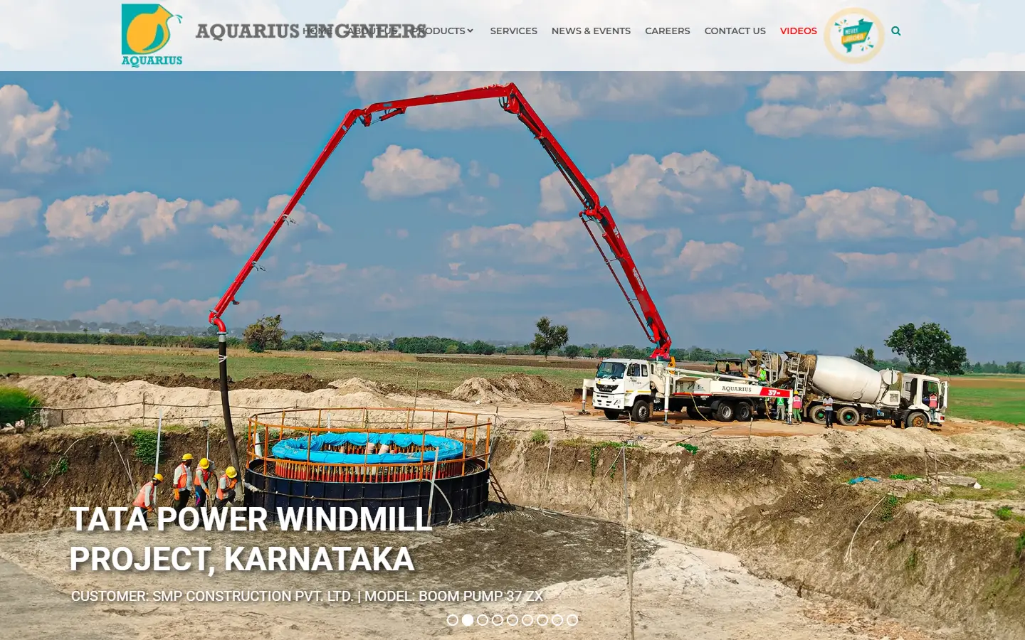 Aquarius Engineers website homepage, desktop view