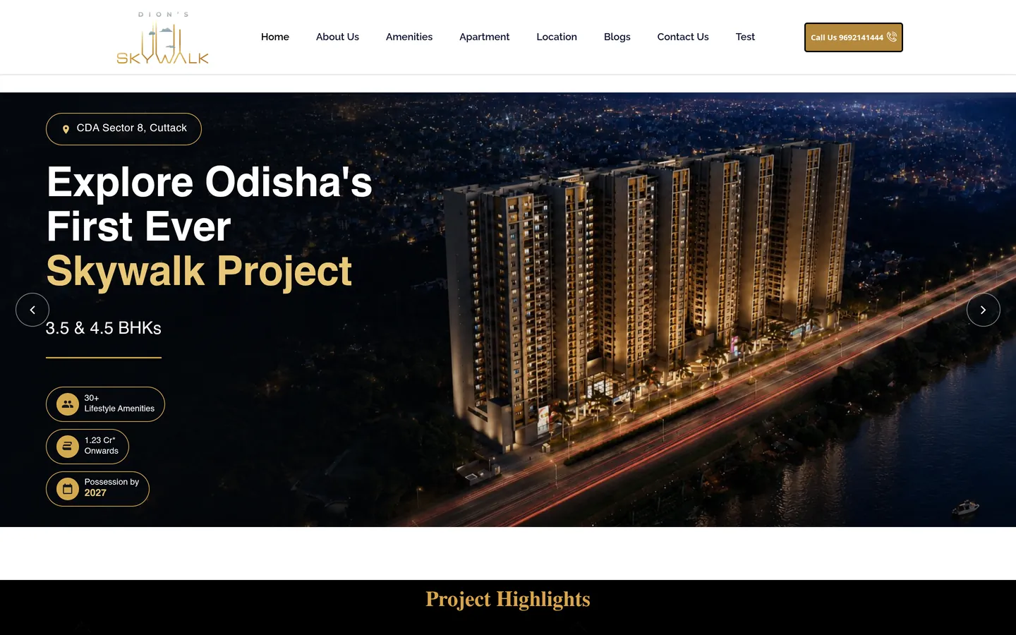 Dion Skywalk website homepage, desktop view