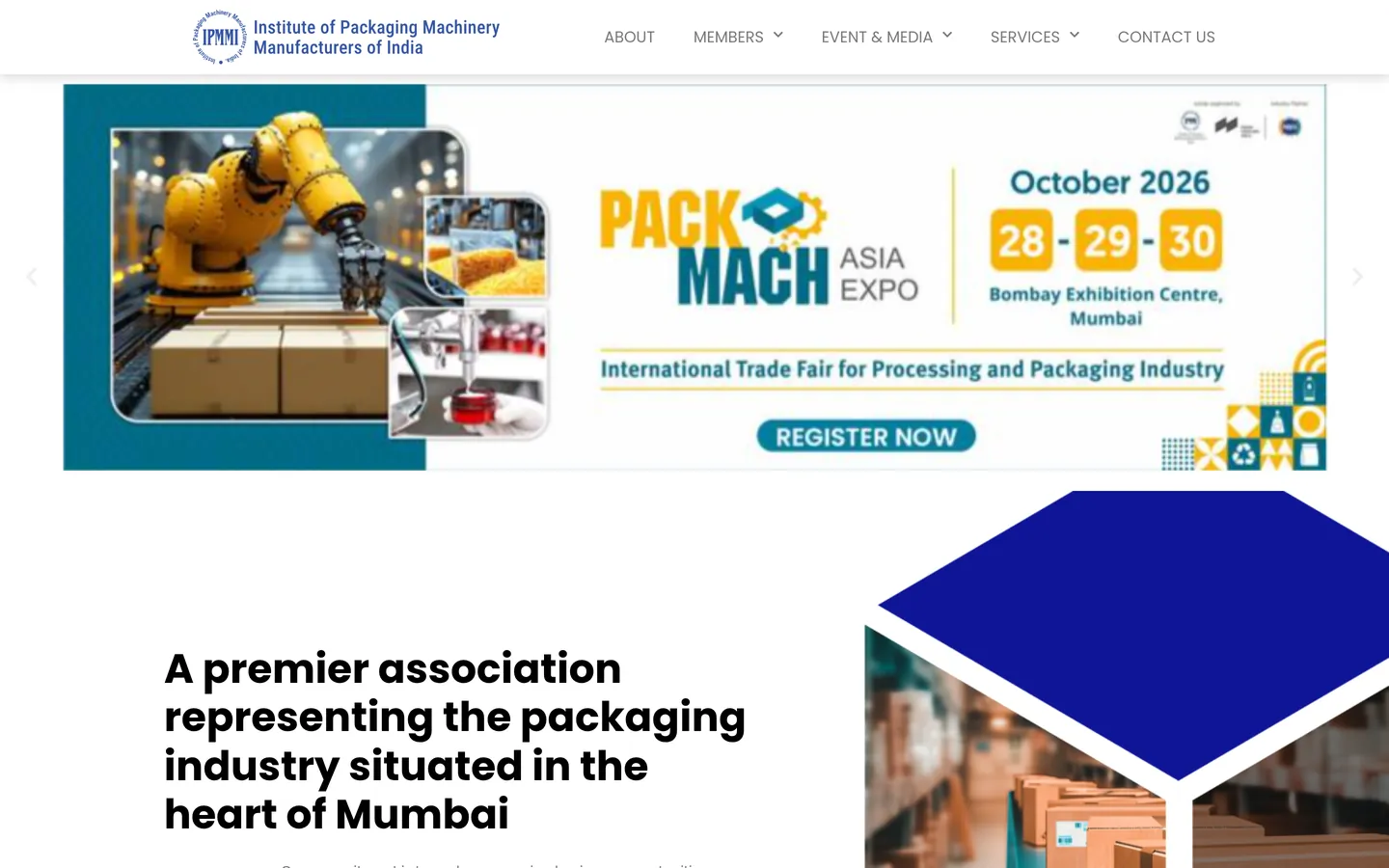 IPMMI website homepage, desktop view