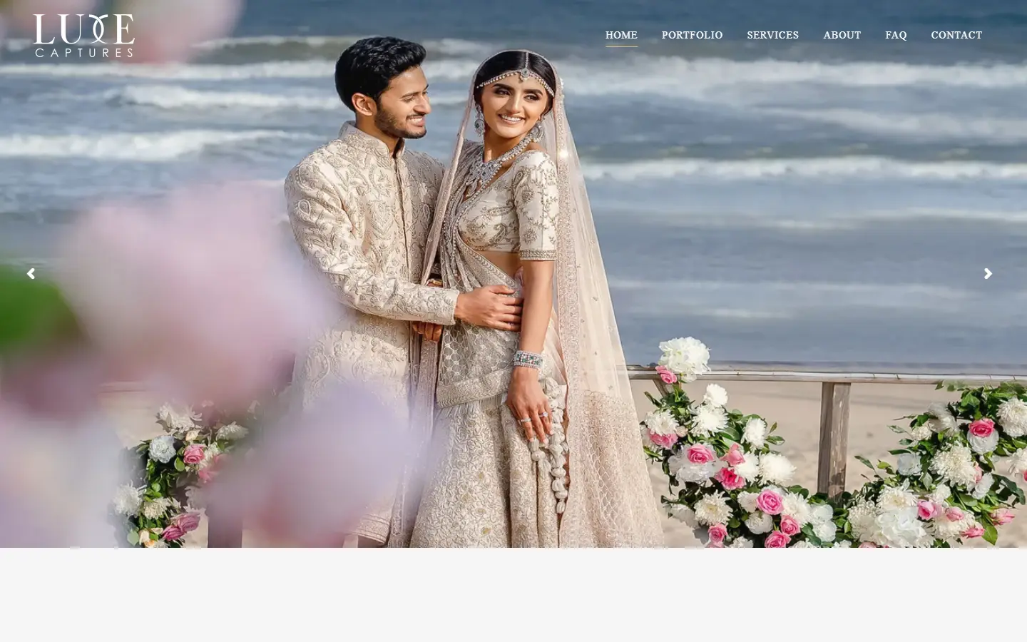 Luxe Captures website homepage, desktop view